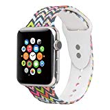 Floraler Sport Band for Apple Watch 38mm, Soft Silicone Strap Replacement Wristbands for Apple Watch Sport Series 3 Series 2 Series 1(Floral-17 38 M/L)