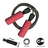 MAXSOINS Professional Adjustable Steel Wire Jump Rope with Carrying Pouch by Fitness Factor Ergonomic,Durable,Easy to Adjust Premium Jump Rope All Heights and Skill Levels,Red Black