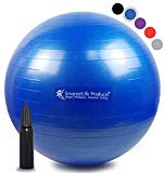 SmarterLife Exercise Ball for Yoga, Balance, Stability, Fitness, Pilates, Birthing, Therapy, Office Chair and Flexible Seating | Anti Burst, Non Slip Design | + Workout Ball Guide (Blue, 65cm)