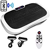 Goplus Fitness Vibration Machine Ultrathin Power Plate Full Body Shape Exercise Machine with Bluetooth Remote Control & Resistance Bands Vibration Workout Trainer (White)