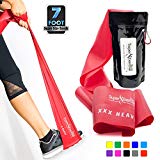SUPER EXERCISE BAND XXX Heavy RED Resistance Band. Your Home Gym Fitness Equipment Kit for Strength Training, Physical Therapy, Yoga, Pilates, Chair Workout | LATEX FREE For ALLERGIC SAFETY | 7 ft
