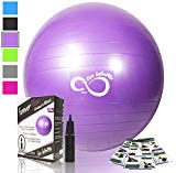 Exercise Ball -Professional Grade Exercise Equipment Anti Burst Tested with Hand Pump- Supports 2200lbs- Includes Workout Guide Access- 55cm/65cm/75cm/85cm Balance Balls (Purple, 85 cm)