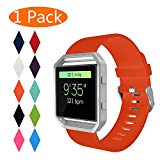KingAcc Fitbit Blaze Bands, Soft Accessory Replacement Band for Fitbit Blaze, With Metal Buckle Fitness Wristband Strap Women Men (1-Pack, Orange, Small) [No Frame]