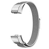 Oitom for Fitbit Alta HR Accessory Bands and Fitbit Alta Band, (2 Size) Large 6.7″-9.3″ Small 5.1″-6.7″ (8 Color) Silver Black Rose Gold Pink Blue Brown Rainbow (Silver+Clear Diamond, Large 6.7″-9.3″)