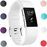 GEAK For Fitbit Charge 2 Bands, Classic Sports Replacement Bands for Fitbit Charge 2, Large Classic-White