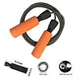 MAXSOINS Professional Adjustable Steel Wire Jump Rope with Carrying Pouch by Fitness Factor Ergonomic,Durable,Easy to Adjust Premium Jump Rope All Heights and Skill Levels,Orange Black
