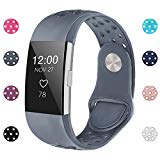 iGK For Fitbit Charge 2 Bands, Adjustable Replacement Sport Strap Bands for Fitbit Charge 2 Smartwatch Fitness Wristband Soft Silicone With Clsap Gray Small