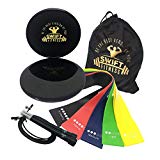 80 Day Obsession Equipment – (5) Premium Thicker Design Resistance Loop Bands and Professional 7″ Dual Sided Core Sliders with 10 Foot Adjustable Speed Jump Rope (by Swift Fitness)