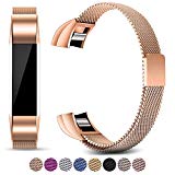 Konikit For Fitbit Alta and Alta HR Magnetic Bands, Band Milanese Loop Stainless Steel Metal Replacement Bracelet Strap, Wristbands Accessories for Women Men (Rose Gold)