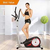 Domtie Indoor Magnetic Elliptical Machine/Trainer/ Bike with LCD Monitor and Pulse Rate Grips for Home Use