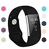 POY Replacement Bands Compatible for Fitbit Charge 2, Adjustable Breathable Wristbands with Air Holes Straps, Large Black