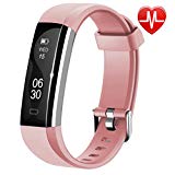 Lintelek Fitness Tracker, Slim Activity Tracker with Heart Rate Monitor, IP67 Waterproof Step Counter, Calorie Counter, Pedometer for Android & iOS Smartphone for Kids Women (Light Pink)