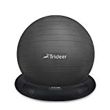 Trideer Exercise Ball Chair, Stability Ball Ring & Pump, Flexible Seating, Improves Balance, Core Strength & Posture (Office & Home & Classroom) (Ball New Ring (Black), 65cm)