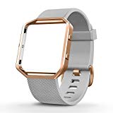 UMTELE For Fitbit Blaze Bands, Silicone Replacement Strap with Stainless Steel Frame for Fitbit Blaze, Large, Grey
