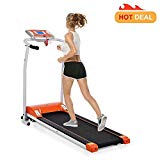 Fitness Folding Electric Support Motorized Power Jogging Treadmill Walking Running Machine Trainer Equipment [US STOCK] (1.5 HP – Orange)