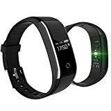 KINGBERWI Fitness Tracker, Activity Tracker with Heart Rate Monitor, IP67 Waterproof Bluetooth Pedometer Wristband, Blood Pressure Sleep Monitor Smart Bracelet for Android & iOS (Silver Black)