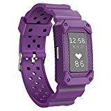 Moretek Unity Series Premium Hybrid Protective Bumper Protective Case for Fitbit Charge 2 smart watch accessories Replacement band (Purple)