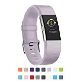 POY Replacement Bands Compatible for Fitbit Charge 2, Adjustable Sport Wristbands, Lavender Small, 1PC
