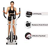 Elliptical Trainer Machine with LCD Monitor Magnetic Control Mute Home Gym Fitness Workout Machine[US Stock] (Black)