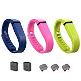 i-smile® 3PCS Replacement Bands with Metal Clasps for Fitbit Flex / Wireless Activity Bracelet Sport Wristband / Fitbit Flex Bracelet Sport Arm Band (No tracker, Replacement Bands Only) & 2PCS Silicon Fastener Ring For Free (Navy&Pink&Lime, Small)