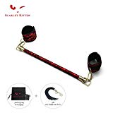 Scarlet Kitten Wooden Spreader Bar with Adjustable Leather Straps Set, Red