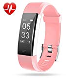 Lintelek Fitness Tracker, Heart Rate Monitor Activity Tracker with Connected GPS Tracker, Step Counter, Sleep Monitor, IP67 Waterproof Watch for Android and iOS Smartphone (Light Pink)