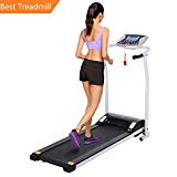 1.5 HP Mini Folding Electric Support Motorized Power Running Fitness Jogging Incline Machine Equipment Treadmill Home Indoor Gym (White)