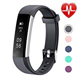Letsfit Fitness Tracker, Slim Activity Tracker with Heart Rate Monitor, Pedometer Watch, Sleep Monitor, Step Counter, Calorie Counter, Waterproof Fitness Band for Kids Women and Men (Black)