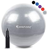 Exercise Ball for Yoga, Balance, Stability from SmarterLife – Fitness, Pilates, Birthing, Therapy, Office Ball Chair, Classroom Flexible Seating | Anti Burst, Non Slip | + Workout Guide (Silver, 75cm)