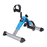 Pedal Exerciser Mini Desk Cycle Exercise Bike with LCD Monitor Foldable (Blue/Grey)