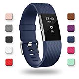 POY Replacement Bands Compatible for Fitbit Charge 2, Adjustable Sport Wristbands, Large Navy 1PC