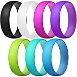 ThunderFit Silicone Rings, 7 Pack Wedding Bands for Men & Women (Black, Pink, WHite, Purple, Blue, Yellow Green, Teal, 12.5-13 (22.2mm))