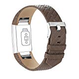 iGK Fitbit Charge 2 Bands, Genuine Leather Replacement Bands Fitbit Charge 2 Weave Taupe