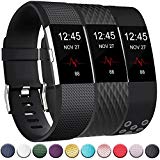GEAK Adjustable Sports Replacement Bands for Fitbit Charge 2 3Pack Small Sport Black/Classic Black/Diamond Black