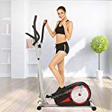 Flyerstoy Magnetic Elliptical Machine Trainer with LCD Monitor and Pulse Rate Grips, Smooth Quiet [US STOCK] (Black)