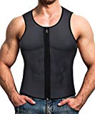 Men Waist Trainer Vest for Weightloss Hot Neoprene Corset Body Shaper Zipper Sauna Tank Top Workout Shirt (L, Gray Neoprene Slimming Vest)