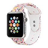 Floraler Sport Band Compatible Apple Watch,Choose Proper Color & Size-38MM S/M,38MM M/L,42MM S/M or 42MM M/L, Soft Silicone Strap Replacement Wristbands for Series 3/2/1