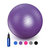 JBM Exercise Yoga Ball with Free Air Pump (4 Sizes 5 Colors) 400 lbs Anti-burst Slip-resistant Yoga Balance Stability Swiss Ball for Fitness Exercise Training Core Strength (Purple, 50cm-55cm)