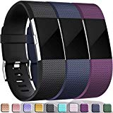 Wepro Replacement Bands for Fitbit Charge 2, 3-Pack For Fitbit Charge2 Wristbands, Small, Black, Plum, Blue