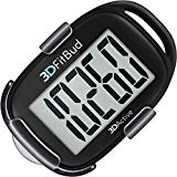 3DFitBud Simple Step Counter Walking 3D Pedometer with Lanyard, A420S (Black with Clip)