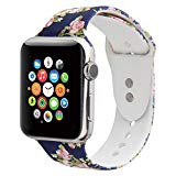Floraler Sport Band Compatible Apple Watch,Choose Proper Color & Size-38MM S/M,38MM M/L,42MM S/M or 42MM M/L, Soft Silicone Strap Replacement Wristbands for Series 3/2/1