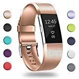 GEAK For Fitbit Charge 2 Bands, Classic Sports Replacement Bands for Fitbit Charge 2, Large Rosegold