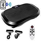 Goplus Fitness Vibration Machine Ultrathin Power Plate Full Body Shape Exercise Machine with Bluetooth Remote Control & Resistance Bands Vibration Workout Trainer (Black)