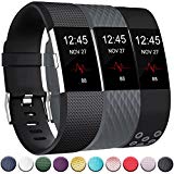 GEAK Adjustable Sports Replacement Bands for Fitbit Charge 2 3Pack Small Sport Black/Classic Black/Diamond Gray