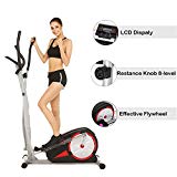 Creine Elliptical Trainer Compact Magnetic Control Mute Elliptical Trainer with LCD Monitor for Home and Office