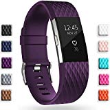 GEAK For Fitbit Charge 2 Bands, Classic Sports Replacement Bands for Fitbit Charge 2, Small Diamond-Plum