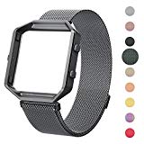 CRODI Compatible Fitbit Blaze Bands New Metal Frame, Stainless Steel Magnetic Milanese Replacement Band Fit bit Blaze Women Men (Grey(Gap Frame), S: 5.5″ – 8.8″)
