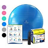 Exercise Ball – Professional Grade Anti-Burst Fitness, Balance Ball for Pilates, Yoga, Birthing, Stability Gym Workout Training and Physical Therapy (Blue, 55cm)