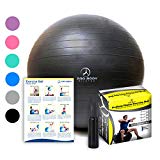 Exercise Ball – Professional Grade Anti-Burst Fitness, Balance Ball for Pilates, Yoga, Birthing, Stability Gym Workout Training and Physical Therapy (Black, 65 cm)