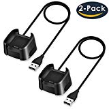 QIBOX 2 Pack Fitbit Versa Charger, Replacement USB Charging Cable Dock Stand Cradle Adapter for Fitbit Versa Smartwatch, (3 feet) Sturdy Fitbit Versa Power Charging Cord